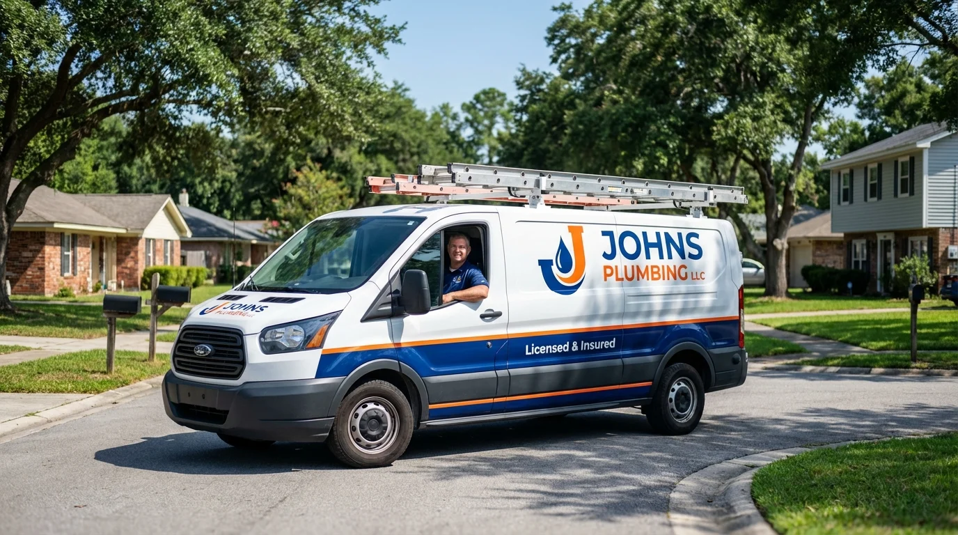 Johns Plumbing LLC service van in Marshallville, GA