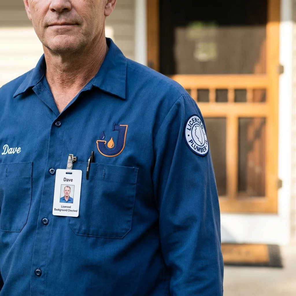 Licensed plumber showing ID badge in Marshallville, GA