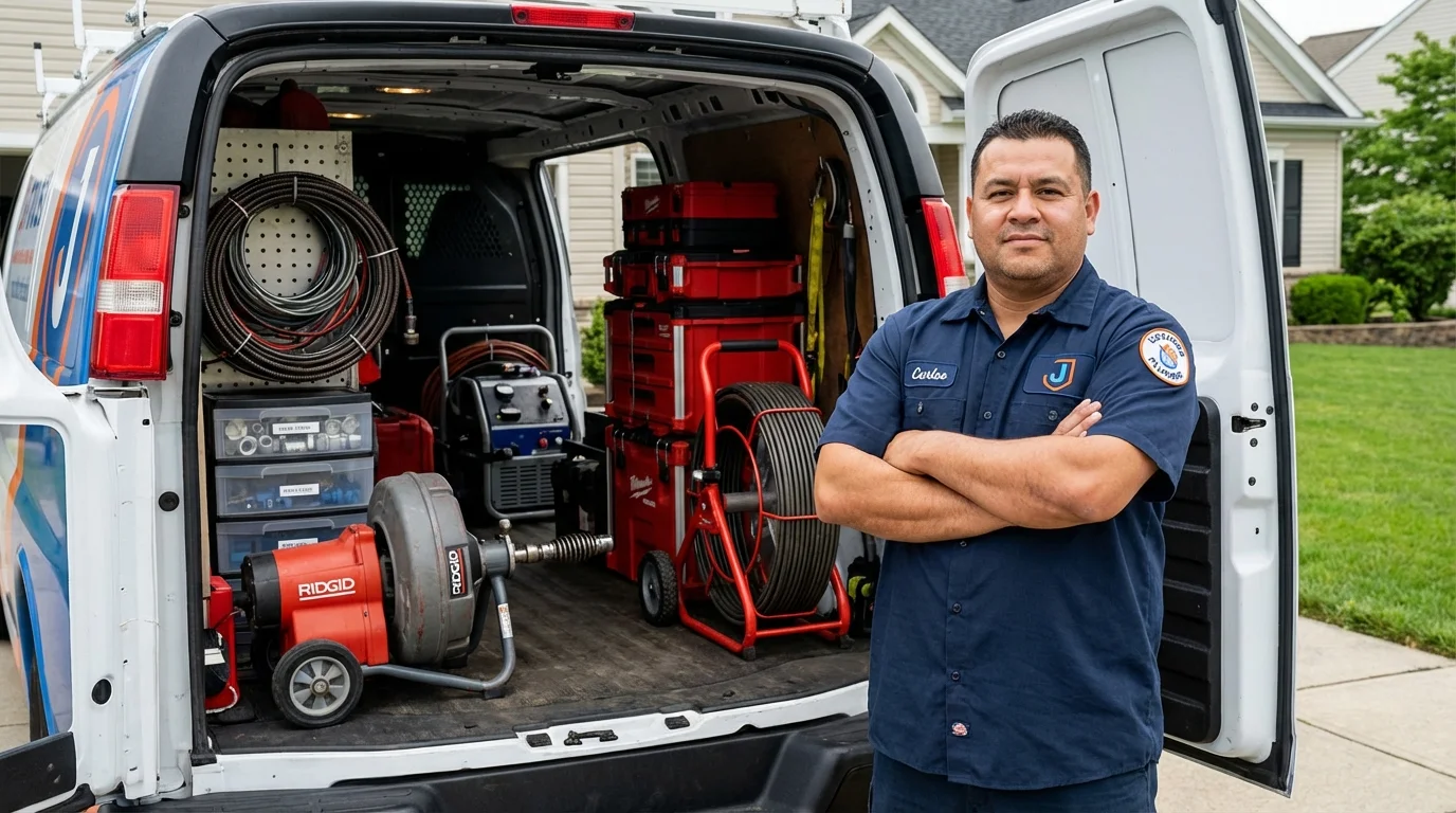 Professional drain cleaning equipment and Johns Plumbing LLC plumber in Marshallville