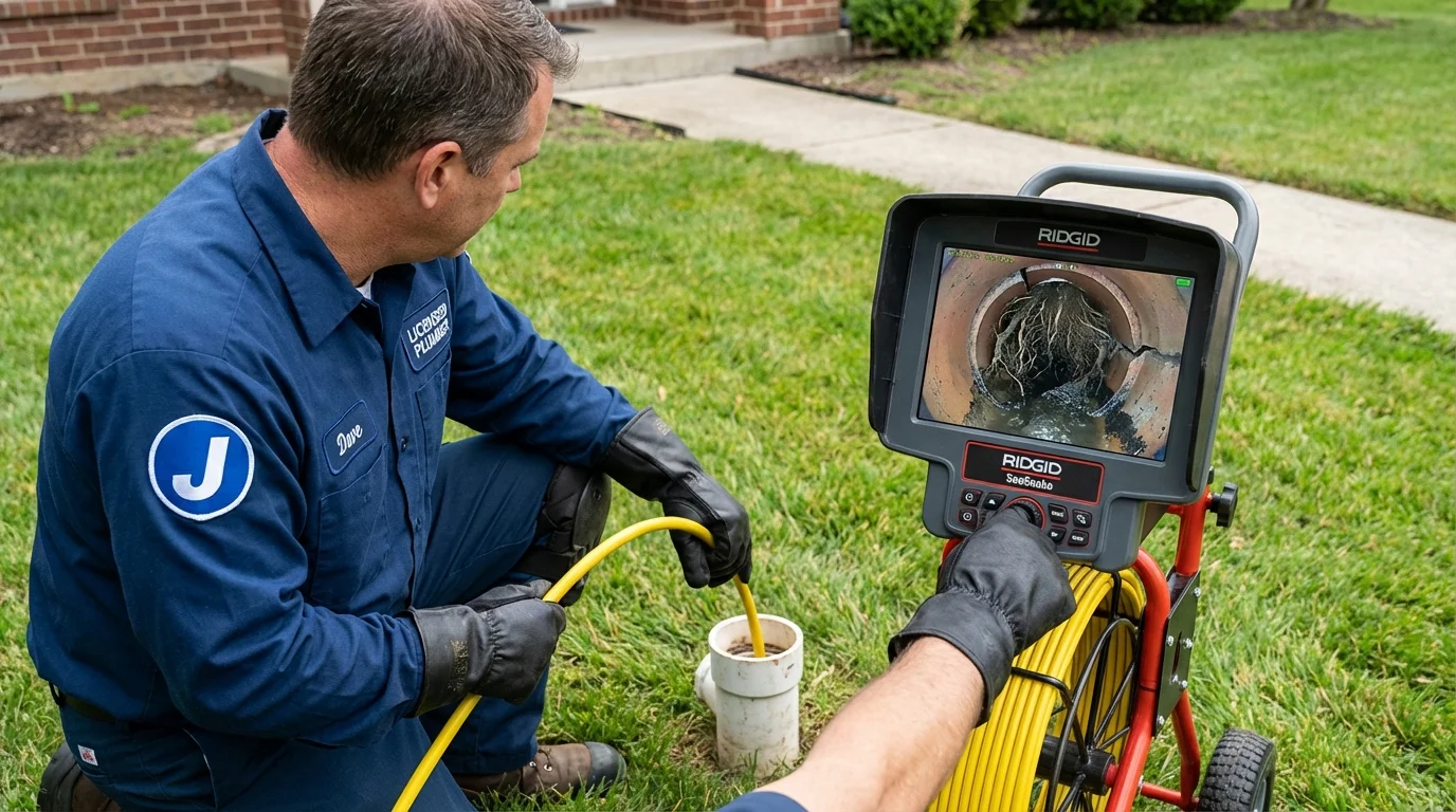 Sewer camera inspection being performed by Johns Plumbing LLC in Marshallville