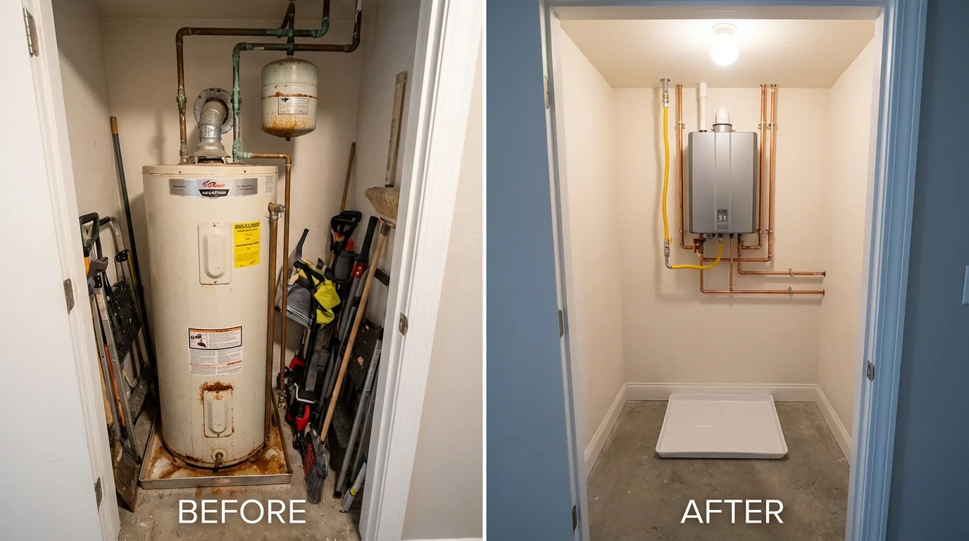 Tank water heater versus wall-mounted tankless unit comparison for Marshallville, GA homeowners