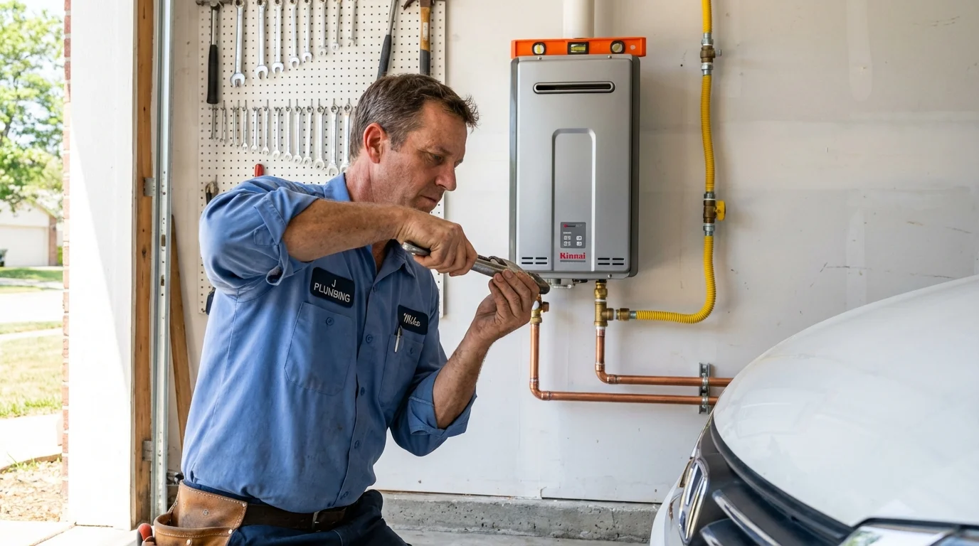 Tankless water heater installation by a Johns Plumbing LLC plumber in Marshallville